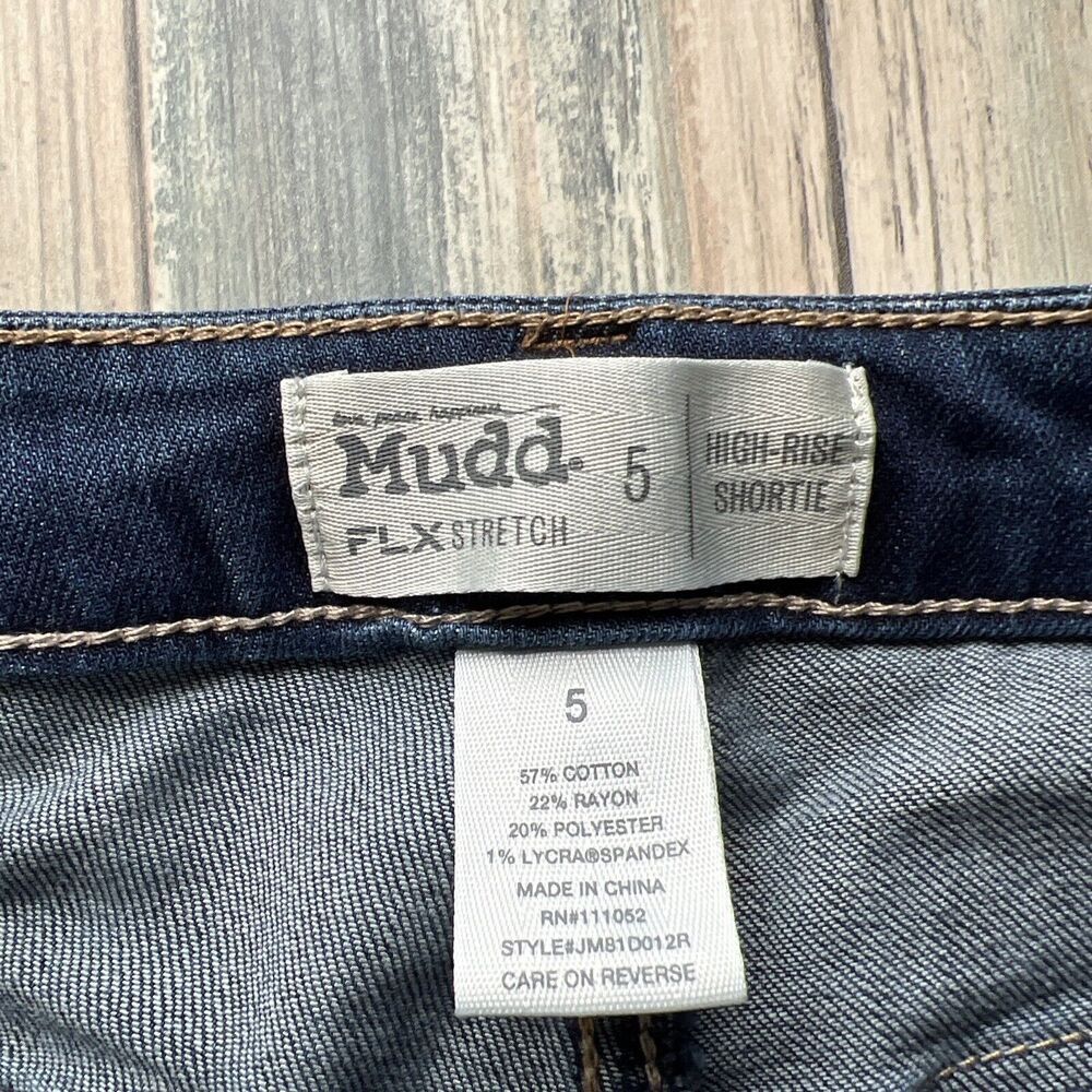 Mudd Junior Womens Shorts Size 5 Stretch Denim Jean Mid Rise Distressed Blue - Picture 7 of 11